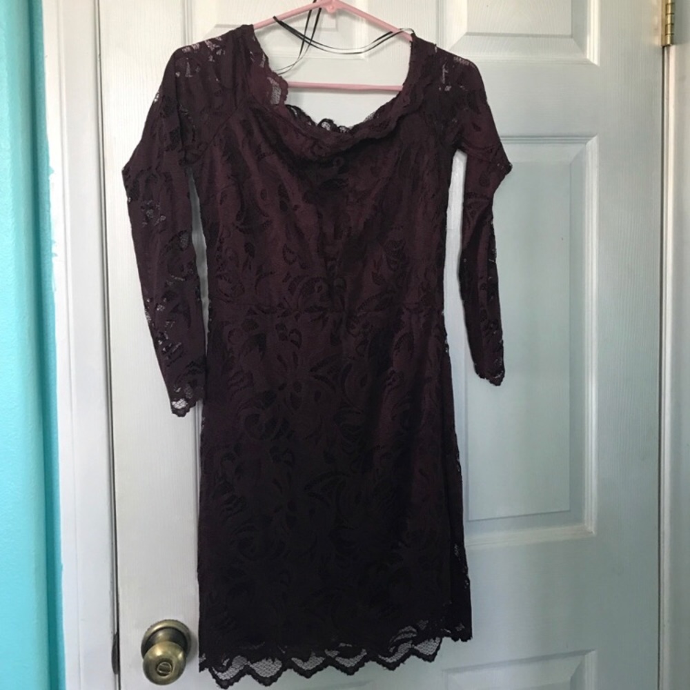 H&M off shoulder Lace dress burgundy, 12